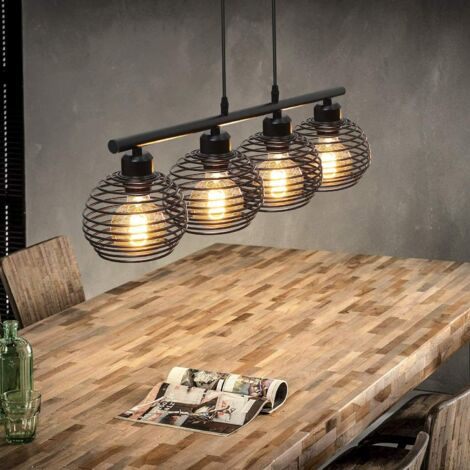 ZMH Lámpara colgante de techo Retro Lámpara colgante negra - Lámpara colgante E27 de metal de altura ajustable y diseño industrial estilo para ilu