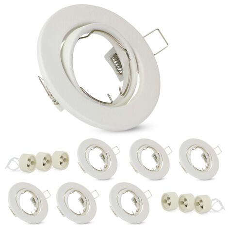 ZMH Spot encastrable GU10 Set - Douilles GU10 230V diamètre du trou 50mm avec socle en inox Cadre d'éclairage encastrable Spot orientable 30° pour sources lumineuses LED halogène - Blanc-6ER