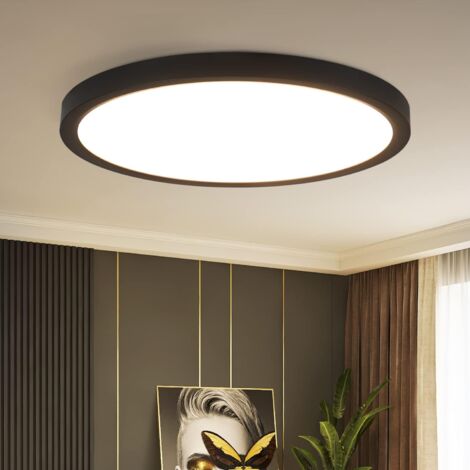 ZMH Plafonnier LED Plafonnier Plat - 15W Salle de Bain Blanc Neutre Ø22cm Cuisine Plafonnier IP44 Etanche Lampe de Couloir Noir Lampe de Cuisine Ronde pour Chambre Salle de Bain Couloir Salon Balcon (1/5)