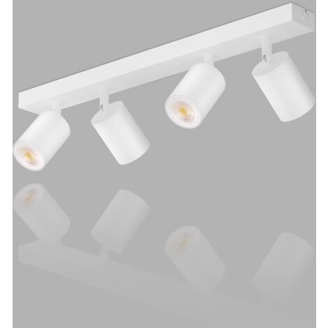 ZMH LED Plafonnier Spots : GU10 Plafonnier Spots orientables 350° Plafonnier Moderne Lampe de couloir Industriel Applique murale pour salon chambre à coucher Sans ampoule - Blanc - 4 Flammes