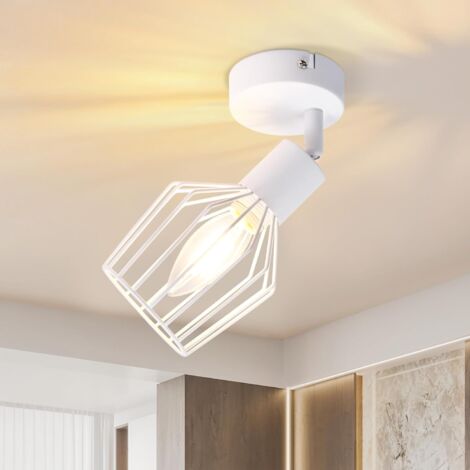 ZMH Plafonnier Blanc E14 Spots Vintage Orientable 350°Spot de plafond pour salon hall chambre cuisine (1/5)