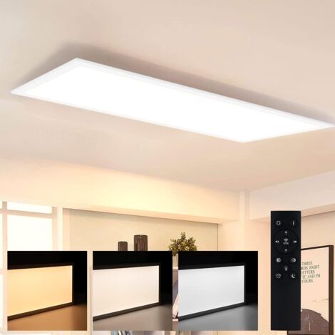 ZMH Plafonnier Panneau de Plafonnier LED - Lampe de Cuisine Dimmable avec Télécommande Éclairage de Plafond Plat 42W Cuisine Longue Lampe de Salon Panneau de Plafond 100x25 cm (1/5)
