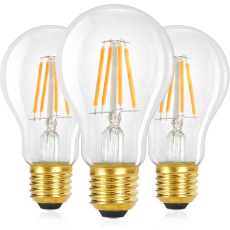 ZMH Ampoule LED E27: Lot de 3 Ampoules Vintage Edison A60 4W 2700K, Lumière Chaude, Filament Rétro, Ampoule à Économie d'Énergie pour Maison, Café, Bar - Non Dimmable (1/5)