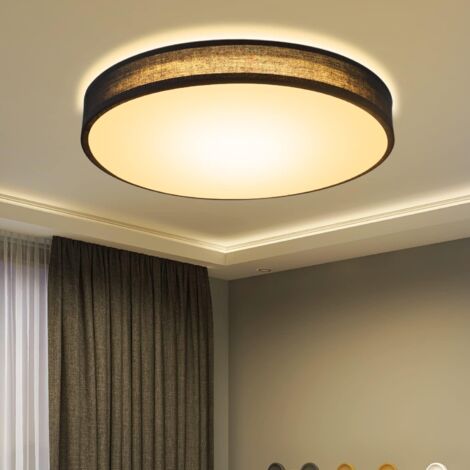 ZMH Plafonnier LED Plafonnier chambre à coucher - Rund Stoff Schlafzimmerlampe mit Stoffschirm Modern Wohnzimmerlampe Küchellampe für Wohnzimmer Küche Flur -Gris clair - 3000K - 30CM - 12W (1/5)