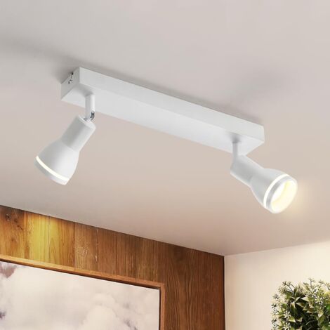 ZMH Spot de Plafond LED 2 Ampoules Blanc Salon Plafonnier Spot Orientable GU10 Spot Lampe Plafonnier Moderne Spot de Plafond pour Cuisine, Chambre, Couloir, sans Ampoule (1/5)
