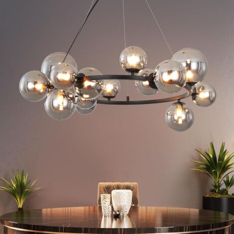 ZMH – Suspension lampe à manger transparente G9 – Lustre moderne en verre et fer – Hauteur réglable jusqu'à 150 cm – 14 ampoules max 25W