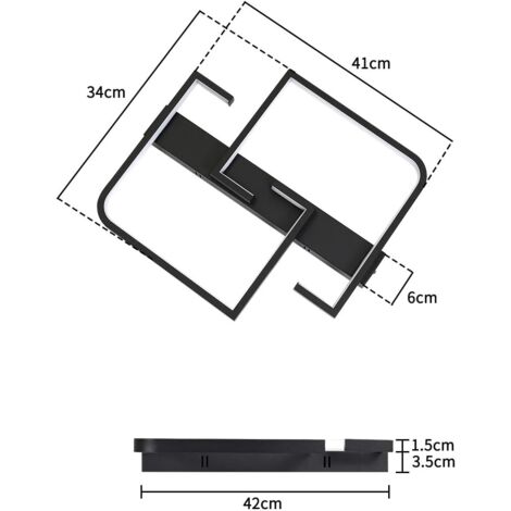 ZMH Plafonnier LED noir dimmable de 35W en aluminium design carré moderne avec télécommande Convient pour salon chambre à coucher table à manger bureau et couloir (1/5)
