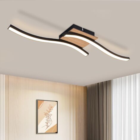 ZMH Plafonnier LED Plafonnier Cuisine - 12W Bois 3000K Blanc Chaud Design Moderne Lampe de Chambre Lampe de Cuisine en Métal Noir pour Couloir Bureau Cuisine Salle à Manger Salon Chambre (1/5)