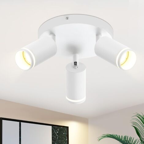 ZMH Spot de Plafond Blanc 3 Ampoules Cuisine Plafonnier Moderne Spot GU10 Spots Pivotant Plafonnier Intérieur en Métal Spots de Plafond pour Couloir Salon Chambre sans Ampoule