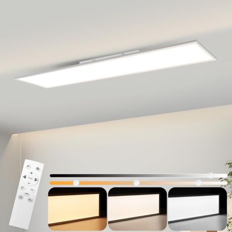 ZMH Plafonnier à Panneau LED Plafonnier à intensité Variable - Panneau de Plafond Plat Long 100x25 cm avec télécommande Grande Lampe de Salon Blanc 24W Lampe de Bureau pour Bureau Atelier Cuisine Étud