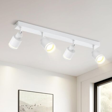 ZMH Plafonnier Plafonnier Moderne 4 Ampoules : Spots de Plafond Pivotants GU10 Plafonnier Spot Lampe de Cuisine Lampe de Couloir en Métal en Blanc pour Couloir Bureau Salon Chambre sans Ampoule (1/5)