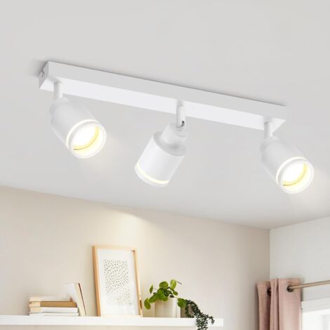 ZMH Plafonnier Plafonnier Moderne 3 Ampoules : Spots de Plafond Pivotants GU10 Plafonnier Spot Lampe de Cuisine Lampe de Couloir en Métal en Blanc pour Couloir Bureau Salon Chambre sans Ampoule (1/5)