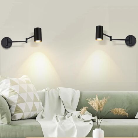 ZMH Applique Murale d'intérieur Noir - Lot de 2 Appliques Murales Vintage Chambre Applique GU10 pour Salon Couloir - sans Ampoule (1/5)