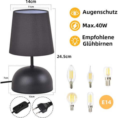 ZMH Lampe De Table Avec Câble - E14 Lampe De Table Lot De 2 Petite Lampe De Salon Table De Chevet 95866636