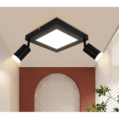 ZMH LED Lampe de plafond 2 Flammig Deckenspot GU10 Lampe chambre à coucher 3000k Noire Lampe cuisine 20W Deckenstrahler Pivotant Pour Salon Cuisine Chambre à coucher (1/5)