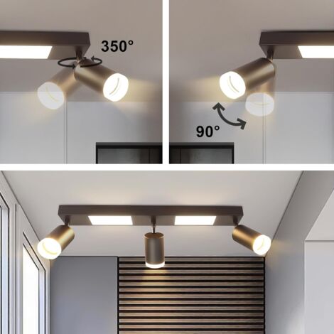 Meoaow Spot Plafond LED 3 Ampoules GU10 - Lampe Rotative Orientable Cuisine Et Salon Moderne