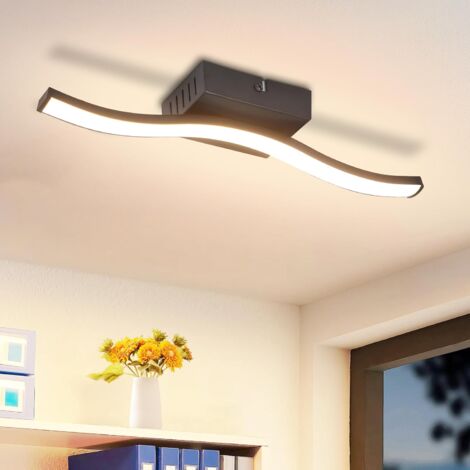 ZMH Plafonnier LED Chambre Plafonnier Salon: Lampe de Chambre Moderne Noir 6W Lampe de Cuisine Lampe de Salon Design Vague intérieure 3000K Plafonnier Blanc Chaud pour Couloir de Cuisine