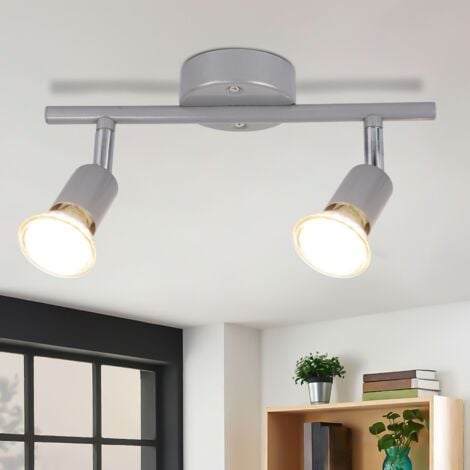 Dehobo Plafonnier LED Orientables 2 Spots GU10, Spots De Plafond Moderne Cuisine Éclairage De Plafond Luminaire, Aluminium Applique Murale Blanc Pour Salon Chambre (Sans Ampoule
