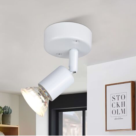 ZMH Plafonnier LED Spot de plafond blanc orientable GU10 - Spots de plafond 1 ampoule Appliques murales Plafonnier de salle de bain Cuisine Couloir Chambre Ampoules incluses