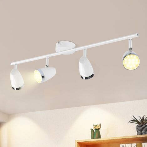 ZMH Plafonnier LED Orientable Moderne, Blanc 4 Ampoules 16W Blanc Chaud 3000 K Spot de Plafond Orientable à 350° pour Salon, Couloir, Cuisine, Salle à Manger (1/5)