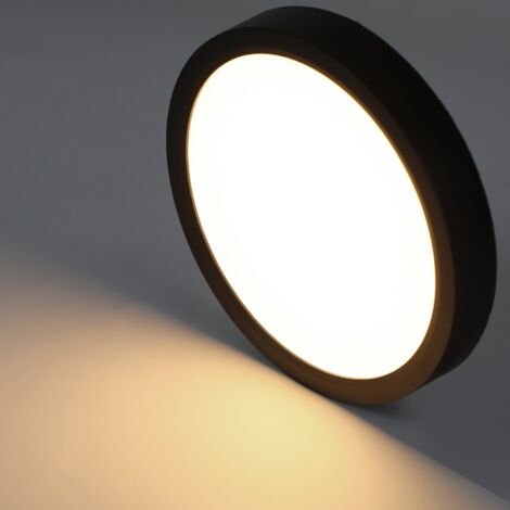 ZMH Plafonnier LED - Diamètre 22 cm Lampe de Salle de Bain Plate 15W Lampe de Couloir Noir Éclairage de Plafond de Cuisine Lampe de Cuisine Ronde Blanc Froid IP44 Blanc Froid (1/5)