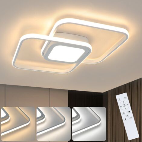 ZMH Plafonnier LED dimmable moderne - Lampe de plafond de 48W pour chambre avec télécommande en métal pour salon, chambre d’enfant, cuisine, salle à manger，blanc (1/5)