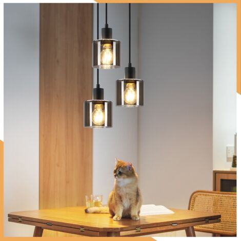 ZMH Suspensions de table de salle à manger - Suspensions E27 3 flammes, lampe de salle à manger industrielle, réglable en hauteur, lampe à suspension pour hôtel, bureau (sans ampoules) (1/5)