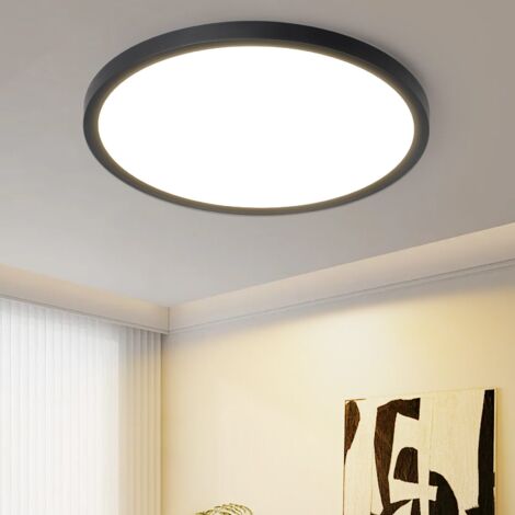 ZMH Plafonnier LED Lampe de plafond plate - Lampe de chambre à coucher 18CM Lampe de salle de bain 15W Noir Éclairage de plafond Lampe de couloir Plafonnier de salle de bain 3000K (1/5)