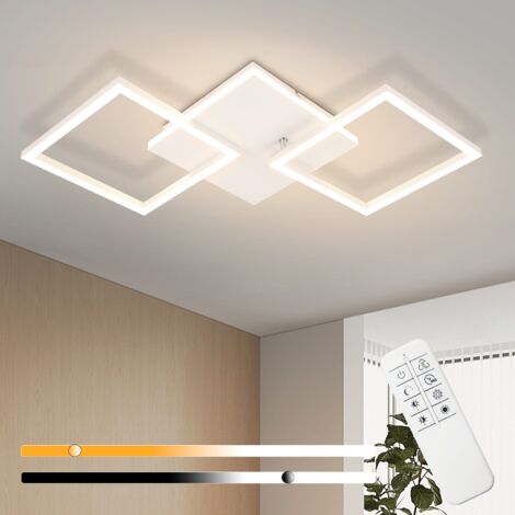 ZMH Lampe de plafond LED Lampe de plafond de salon - 32W Dimmable Lampe de salon Moderne Design Noir Lampe de cuisine avec télécommande Lampe de couloir Métal Plafonniers pour cuisine Salle à manger (1/5)