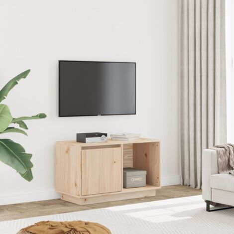 ZMH Meuble TV 74x35x44 cm Bois de pin massif (1/5)