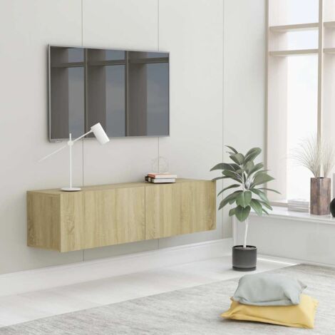 ZMH Meuble TV Chêne sonoma 120x30x30 cm Bois d’ingénierie (1/5)