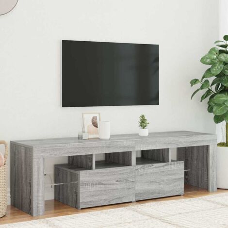 ZMH Meuble TV avec lumières LED Sonoma gris 140x36,5x40 cm (1/5)