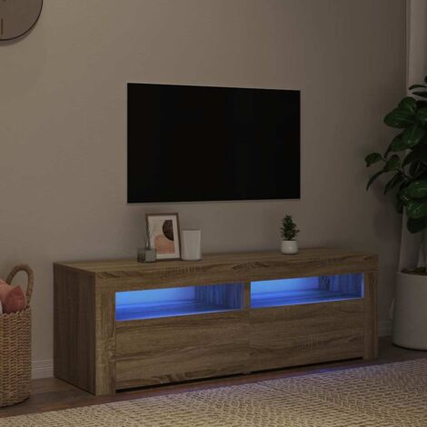 ZMH Meuble TV avec lumières LED chêne sonoma 120x35x40 cm (1/5)
