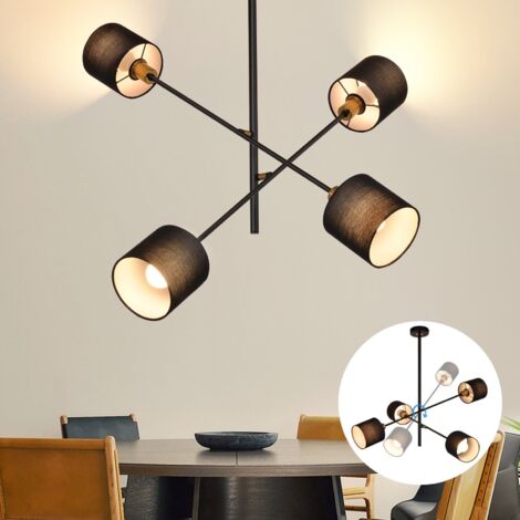 ZMH Suspension de table à manger Lampe suspendue de salon - Lampe de salon suspendue Abat-jour Lampe de table à manger Vintage Lampe de salle à manger noire Plafonnier 4 flammes Lampe de cuisine (1/5)