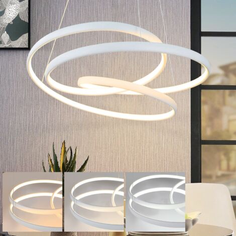 ZMH Suspension de table à manger Suspension - Lampe à LED de table à manger 55W Suspension à intensité dimmable 50CM Lampe avec télécommande Lampe de salon Suspendue,blanc (1/5)