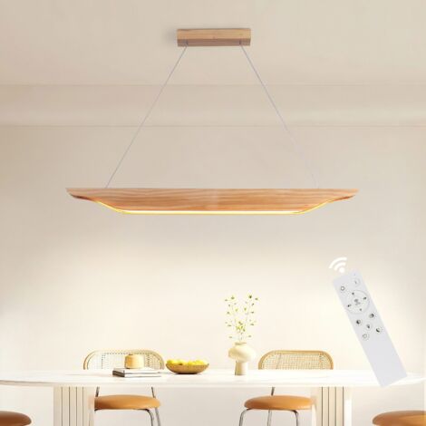 ZMH – Lampe suspendue LED en bois 90 cm – Dimmable avec télécommande – Design moderne pour salle à manger – Éclairage variable 3000K à 6500K (1/5)