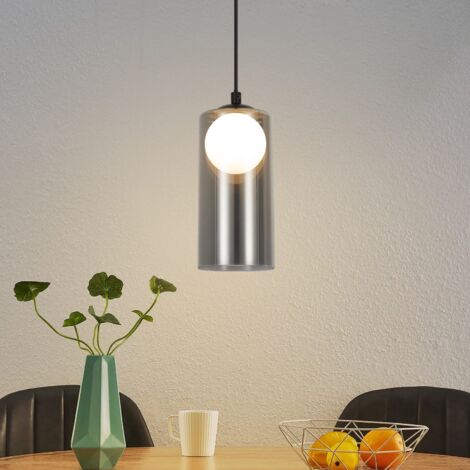 ZMH Suspension Vintage Lampe de table à manger noire- 1 flamme Lampe de chevet Suspension en verre fumé Lampe de table à manger suspendue G9 Suspension réglable en hauteur (sans ampoules) (1/5)