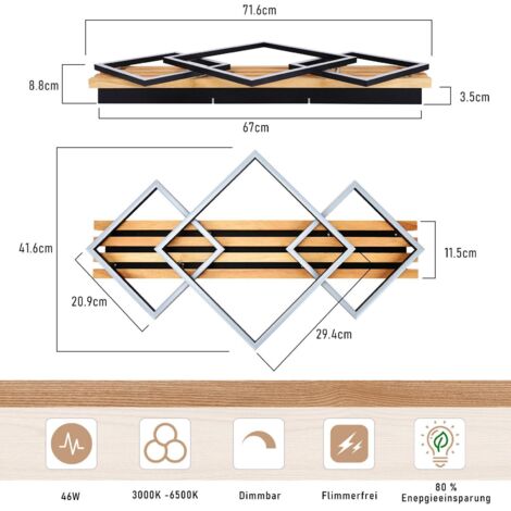 ZMH Plafonnier Salon Plafonnier Chambre - Abat-Jour En Tissu Lampe De Salon Plafond 40cm Lampe De Chambre Blanc Chaud E27 Plafonnier Noir Moderne Pour Cuisine Couloir Bureau 85416036