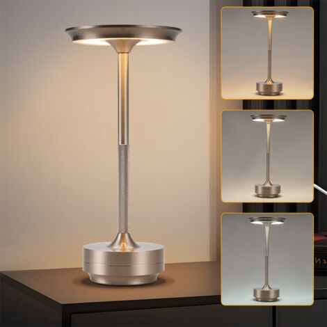 Lampe de table sans fil rechargeable usb, lumiere bureau LED tactile puissante pile, 3 températures de couleur, pour chevet - Maison