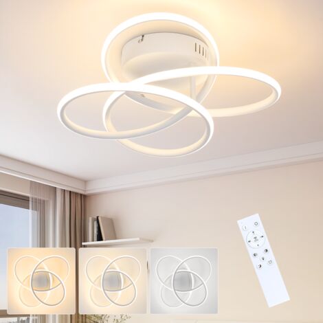ZMH Plafonnier LED pour couloir - Lampe de couloir au design moderne blanc à intensité variable avec télécommande en forme de papillon, cuisine, 44 W, métal, 36 cm, éclairage de plafond (1/5)