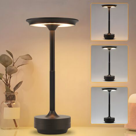 ZMH Lampe de table sans fil, lampe de chevet, lampe de table rechargeable par batterie - Lampe de table LED tactile, dimmable, avec charge USB, noir, lampe de table moderne (1/5)