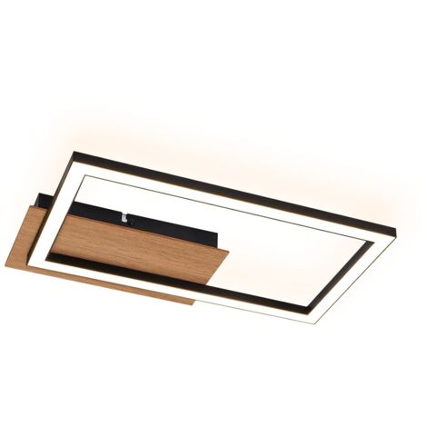 ZMH Plafonnier LED - Lampe de chambre moderne 12 W Lampe de cuisine en bois 3 000 K Blanc chaud Lampe de couloir rectangulaire pour salon, couloir, salle à manger, bureau (1/5)