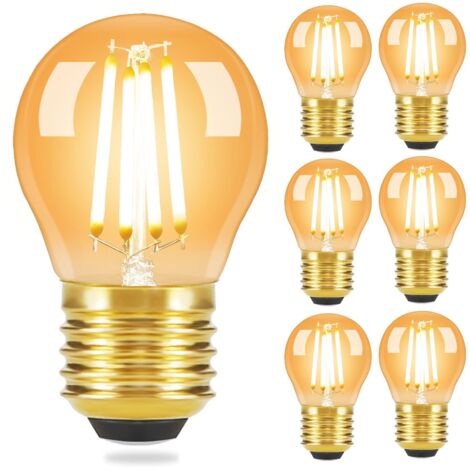 ZMH LED E27 vintage lot de 6 ampoules - Ampoule rétro Edison G45 blanc chaud 2700 K 4 W à filament blanc chaud, ampoule en verre à économie d'énergie pour hôtel, café, maison, bar (1/5)