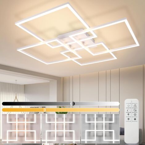ZMH Plafonnier LED pour salon, lampe de cuisine avec télécommande, design moderne, lampe de salon, 3 000 K - 6 500 K, lampe de chambre à coucher, éclairage de plafond géométrique 48 W (1/5)