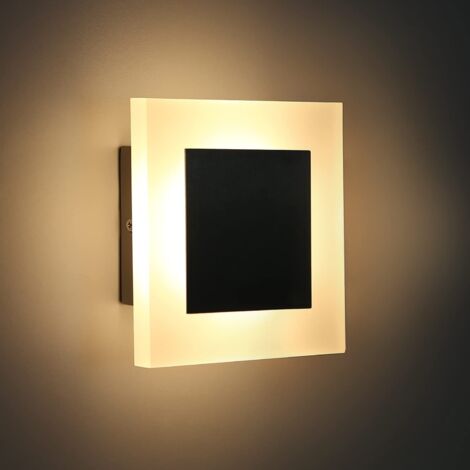 ZMH Lampe Murale LED Intérieure Applique Murale - Éclairage Mural Couloir Chambre Moderne Carré 3000K Blanc Chaud Lampe de Couloir Acrylique 16cm 6.8W Lampe d'Escalier pour Salon Bureau (1/5)