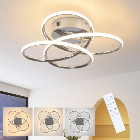 ZMH Plafonnier LED pour couloir - Lampe de couloir à intensité variable avec télécommande Design moderne en forme de papillon 36 cm Chrome Cuisine Métal 44 W Éclairage de plafond pour chambre Salon (1/5)