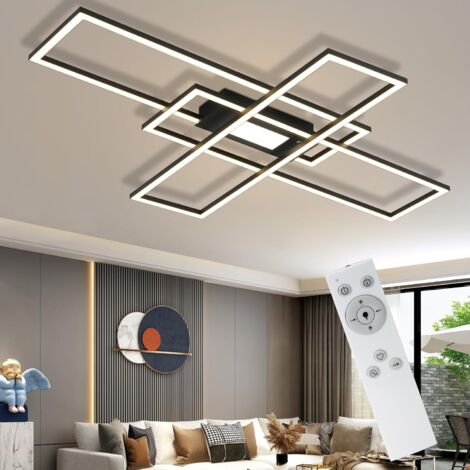 ZMH Plafonnier LED Dimmable - 50W Lampe de Plafond Noire avec Télécommande, 3 Carré Moderne éclairage de Plafond Café LED Lustre, Lampe de Plafond Encastré Applique Muralepour Salle à Manger Salon (1/5)