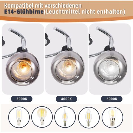 Projecteur Plafonnier 4 Spots Orientables Noir & Bois | Style Rétro GU10 - Pour Cuisine, Salon, Bureau - 7
