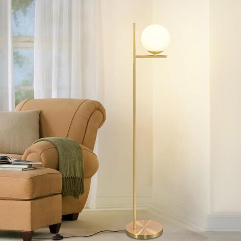 ZMH Lampadaire Or - Moderne Lampadaire Salon à 1 flammes avec interrupteur à pied Métal Design Verre Lampadaire E27 Industriel Vintage Lampe de sol pour chambre à coucher chambre d'enfant bureau (1/5)
