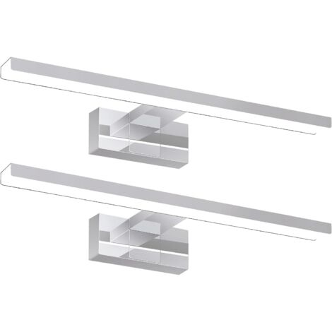 ZMH lampe miroir LED 2ER, lampe armoire, applique salle de bain, lumière blanche neutre 4000 Kelvin, 8W, étanche IP44, largeur 400mm, chrome (1/5)